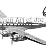 488 | Aviation Art of Joe Milich Illustration of a Pan American World Airways four-engine propeller airliner in flight, fuselage labeled 'Pan American World Airways,' with a 'Print #488' caption at the bottom right.