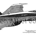 Side view of a modern fighter jet in flight, angled left with cockpit canopy visible (black-and-white photograph).