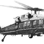1535 | Aviation Art of Joe Milich Side view of a US Marine Corps CH-46 Sea Knight helicopter in flight with landing gear down; 'Print #1535' appears in the bottom right.
