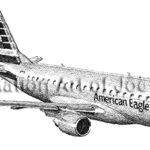 1536 | Aviation Art of Joe Milich Side view of an American Eagle regional jet with watermark and the caption 'Print #1536' in the lower-left.