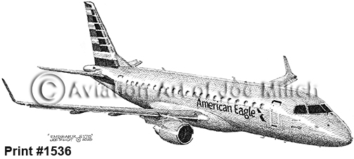 Side view of an American Eagle regional jet with watermark and the caption 'Print #1536' in the lower-left.